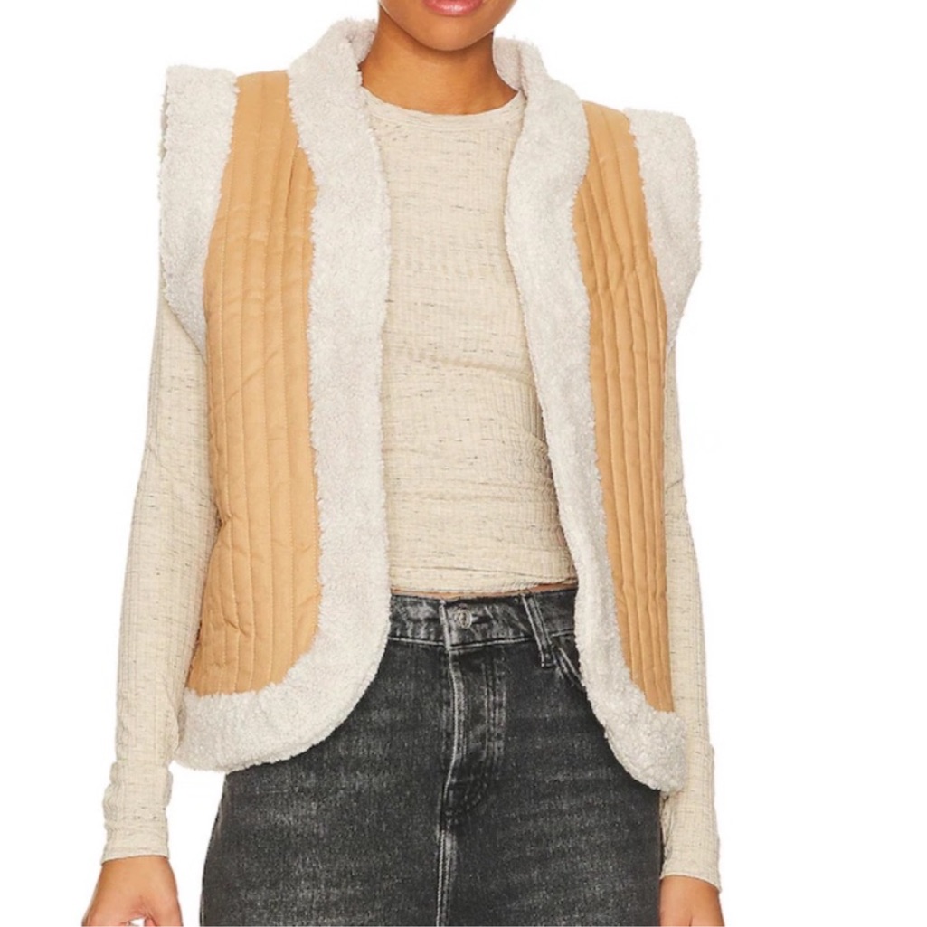 Spell Belladonna Reversible Faux Shearling Vest Tan Size Medium.